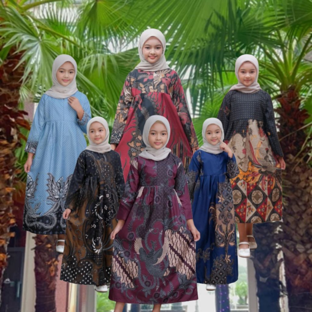 Baju Batik Anak Perempuan Usia 2-12 Tahun - Dress Anak - Gamis Batik Anak