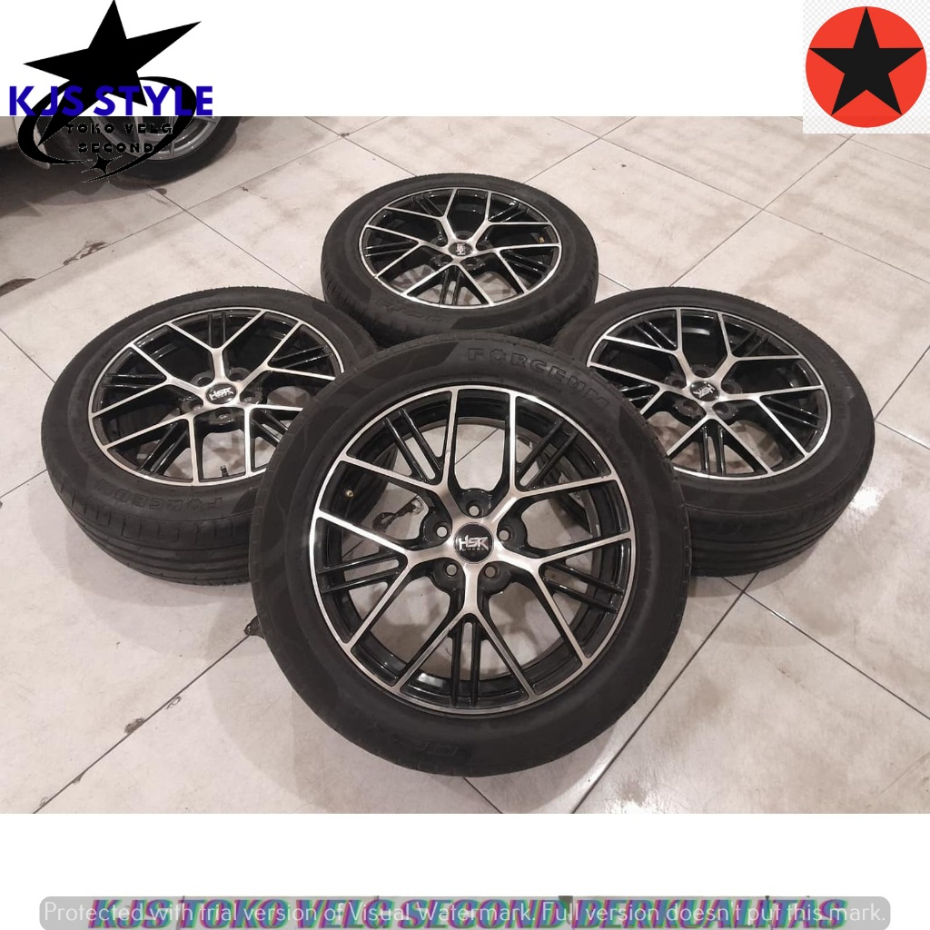VELG MOBIL BEKAS MODEL HSR CAPRI RING 17 PCD 5X100 LEBAR 7 RATA ET45 WARNA BLACK POLISH + BAN 215 55