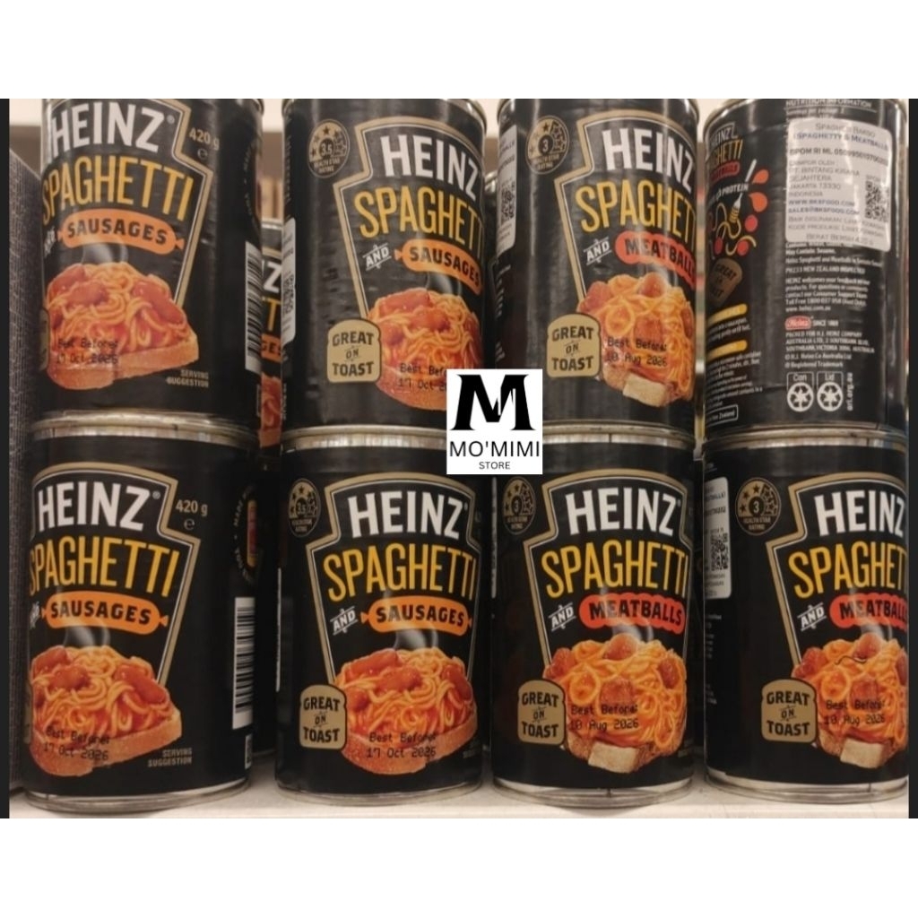 Heinz Spaghetti Meatball & Sausage Import 420 g | Lengkap dengan Saus Tomat | Bakso | Sausage