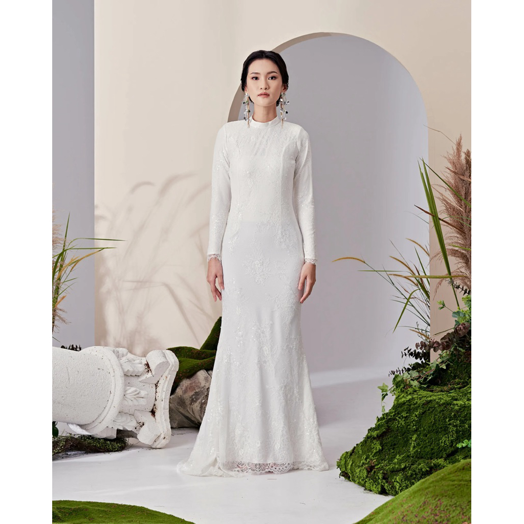 Dress Akad Prewedding Malay Simple Elegant Wedding Gaun