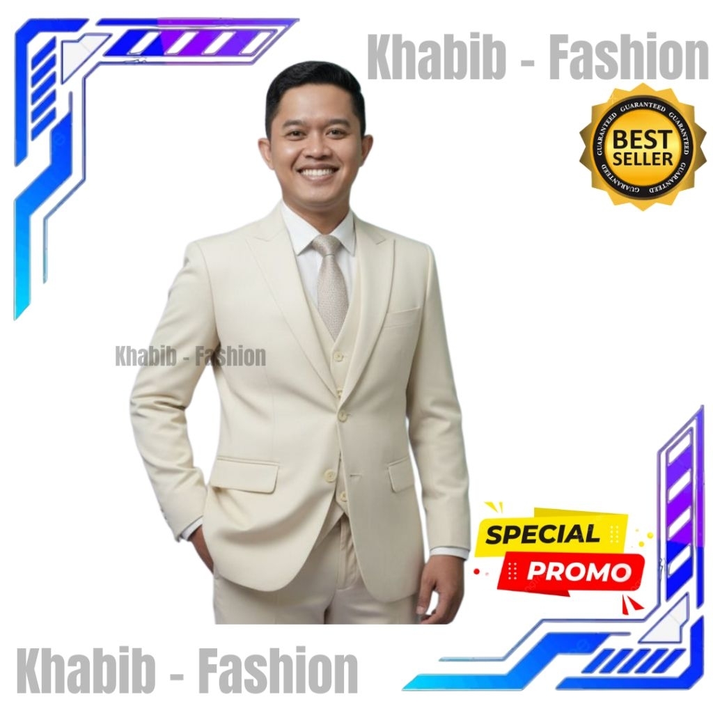 JAS FORMAL / JAS RESMI / JAS NIKAH / JAS ALMAMATER / JAS WISUDA / JAS BLAZER PRIA WARNA CREAM