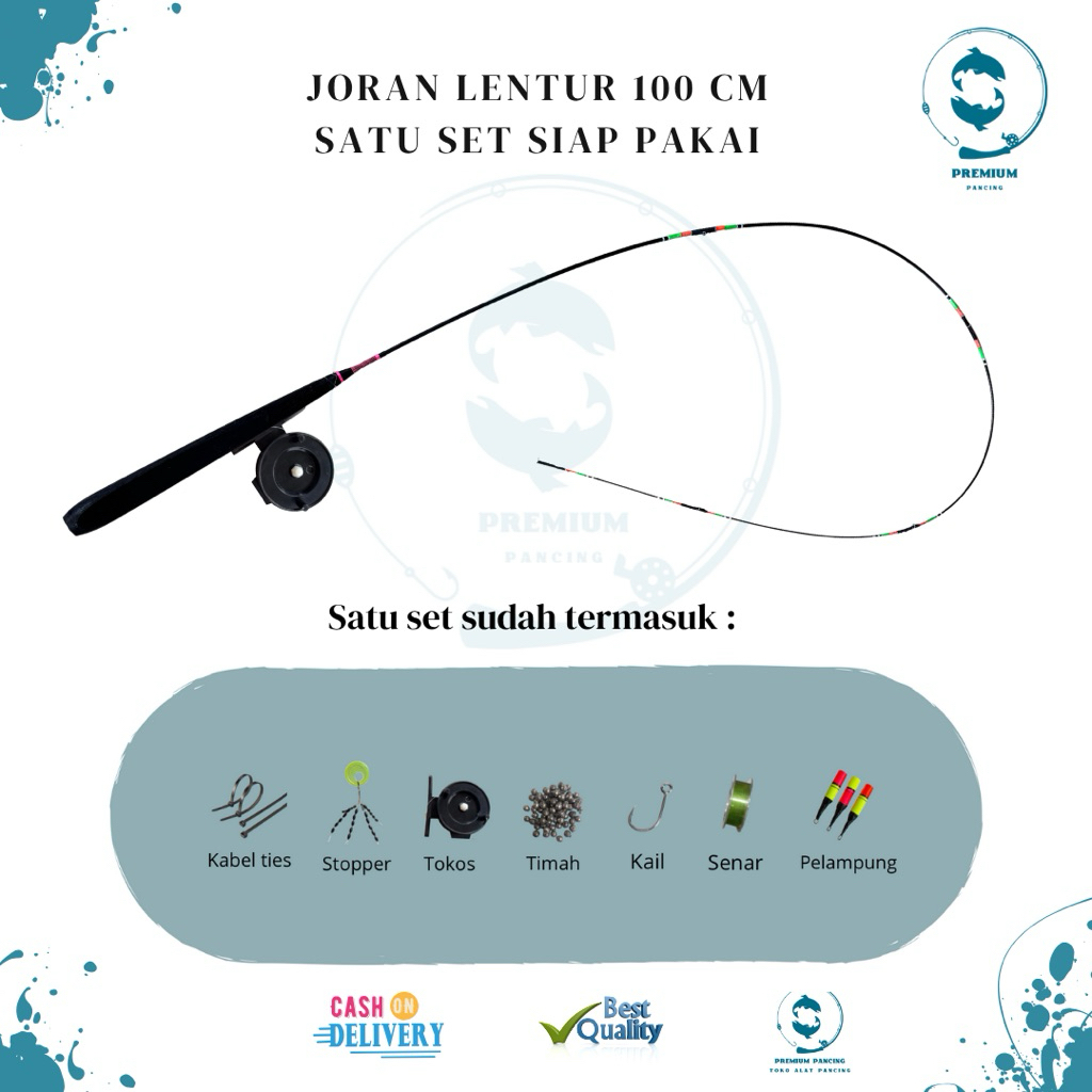 Joran Pancing Wader Hitam Satu Set Super Lentur Panjang 100cm