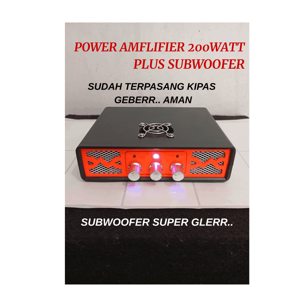 POWER AMPLIFIER CLASS D 2x50 WATT PLUS 100WATT SUBWOOFER SUDAH TERPASANG KIPAS