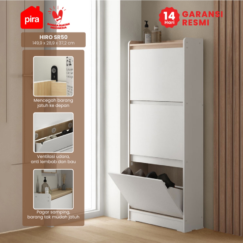 PIRA METROPOLIS OX -  HIRO SR50 Rak Sepatu / Lemari Sepatu / Rak Sepatu Susun Tertutup ukuran 50 cm