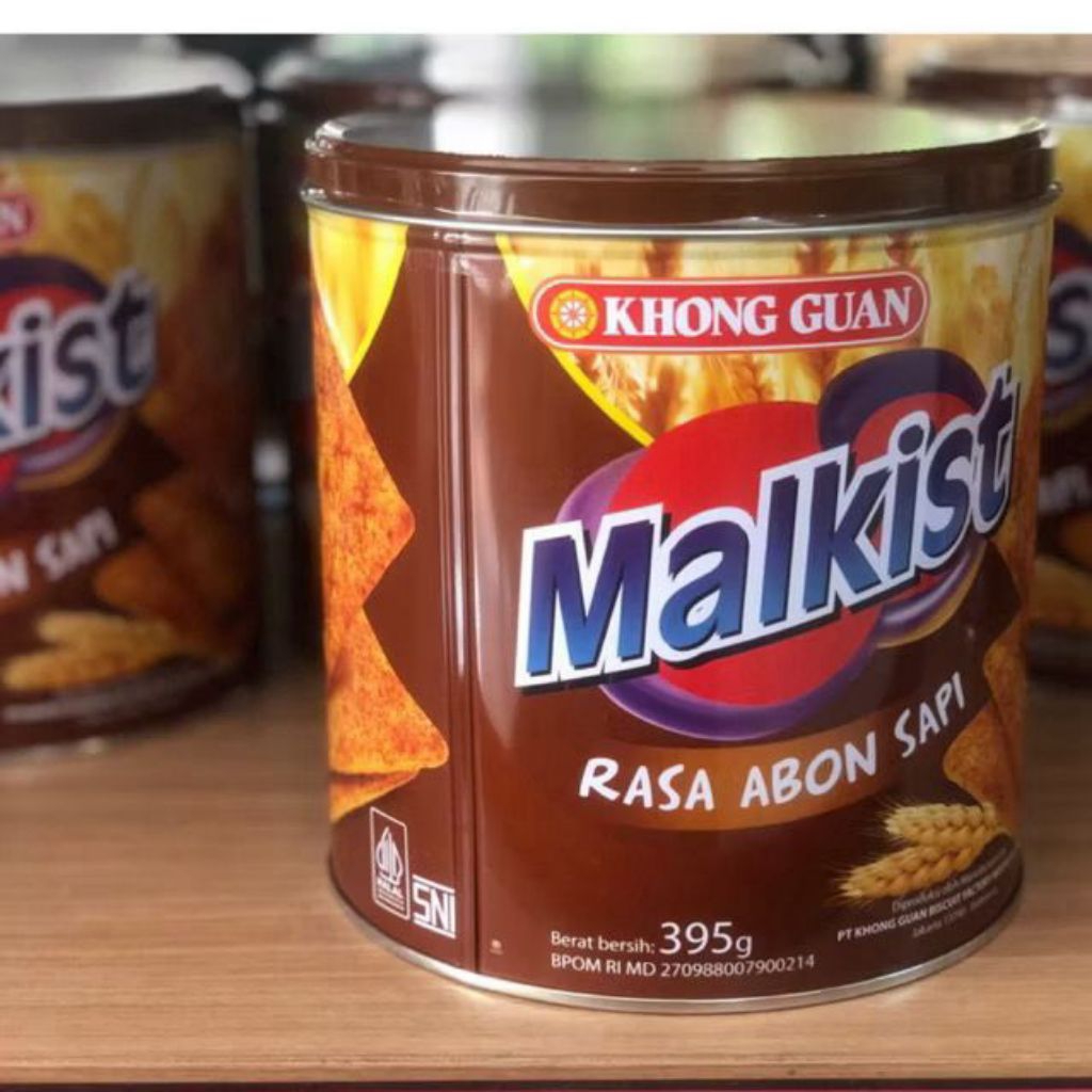 Khong Guan Malkist rasa abon sapi kaleng 395 g