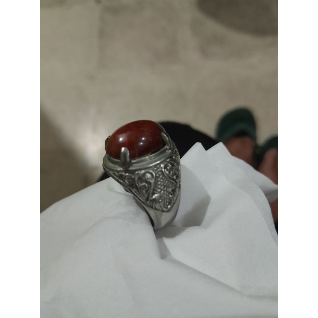 cincin batu akik hati ayam bekas