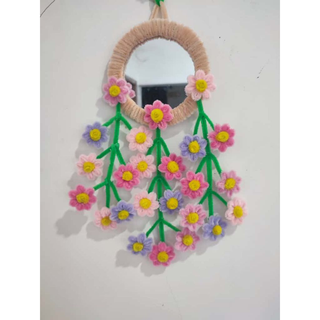 Hiasan Dinding Kawat Bulu/Cermin Kawat Bulu/Bunga Daisy