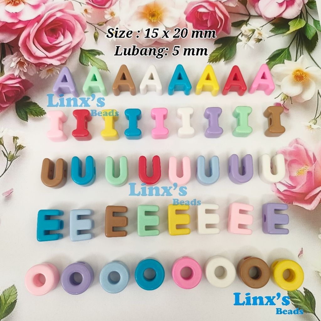 Manik Huruf Besar Vocal AIUEO | Mote Huruf Vokal