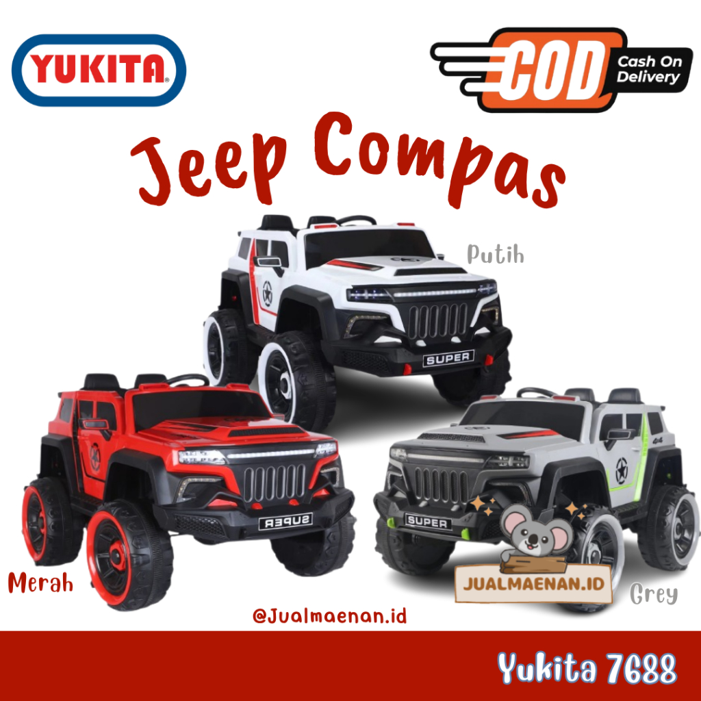 Mainan Anak Mobil Aki Yukita 7688 Jeep COMPAS - Putih