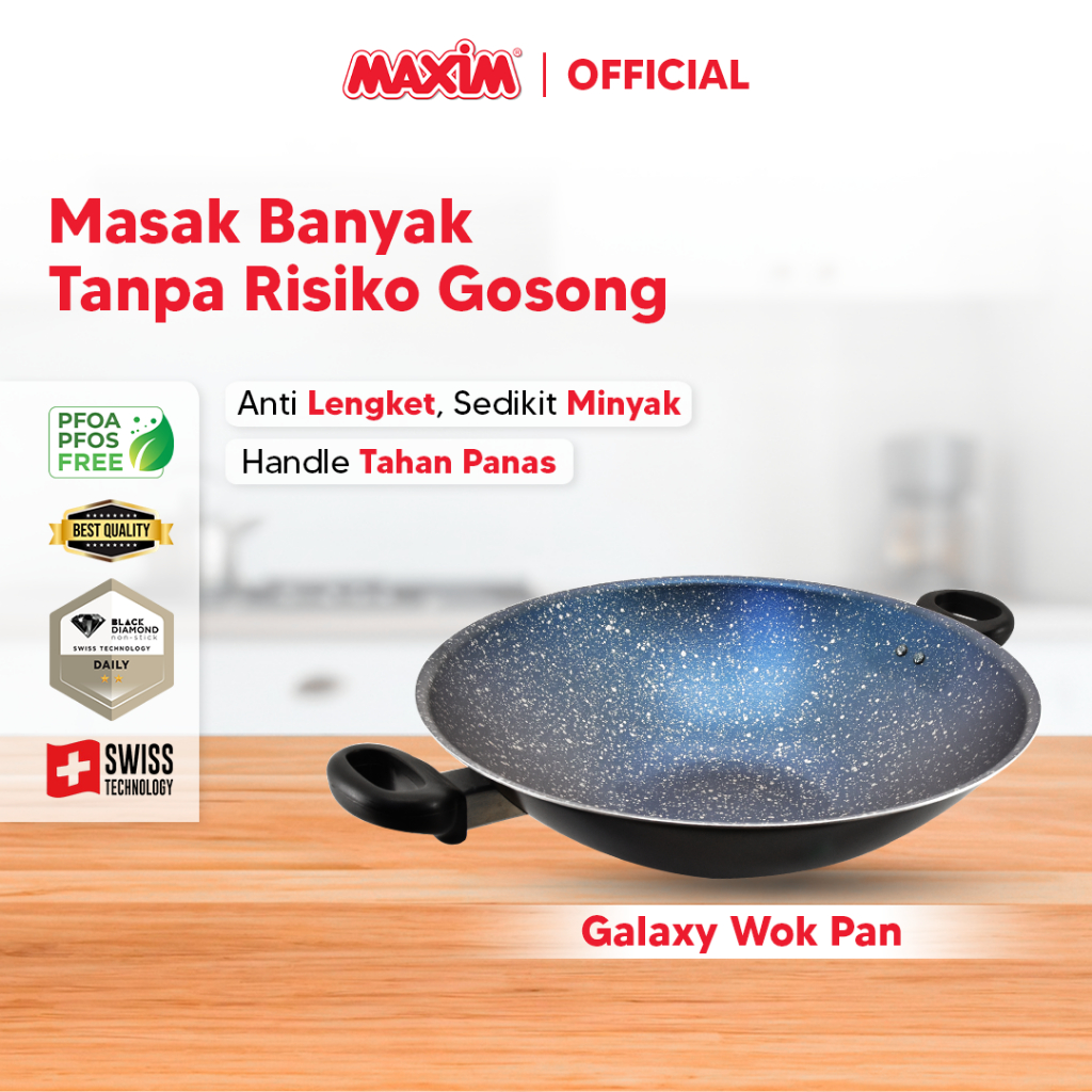 Maxim Galaxy Wajan Teflon Anti Lengket 36cm Wok