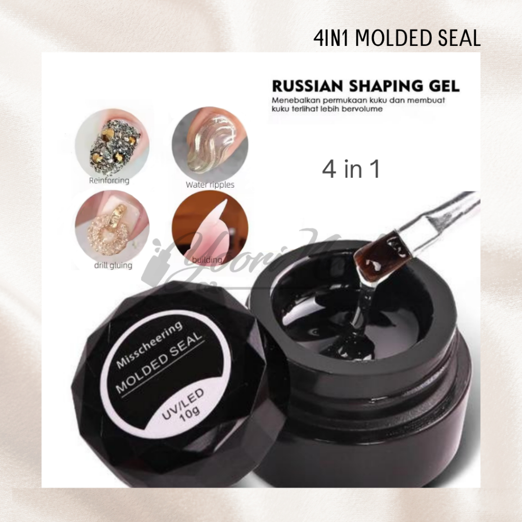 Molded seal 4in1 gel overlay nail repair gel molded seal 3d gel chrome glue nail tip lem kuku palsu 