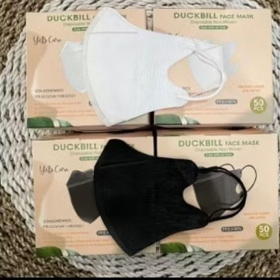 MASKER DUCKBILL YNB CARE ISI 50PCS HITAM PUTIH MIXWARNA (DB YNB CARE) 4PLY