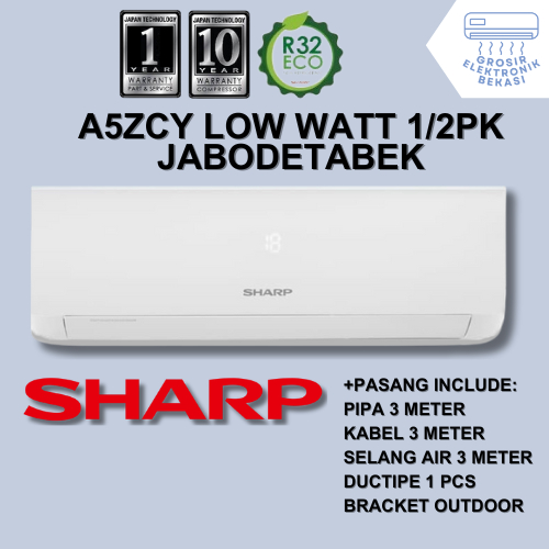 FREE PASANG + AKSESORIS AC Sharp 1/2 PK A5ZCY LOW WATT Grosir Elektronik Bekasi