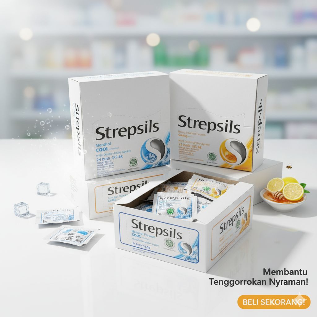 Strepsils 1 Box isi 24 butir / Permen tablet hisap strepsils