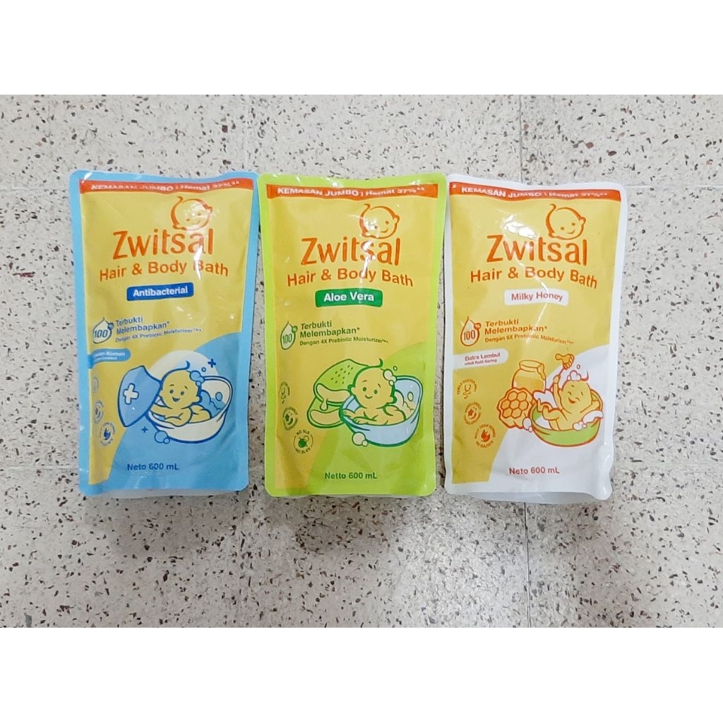 Zwitsal Baby Bath Body & Hair Aloe Vera, milk honey, anti bacterial 600ml, Zwitsal Sabun Bayi 600 ml