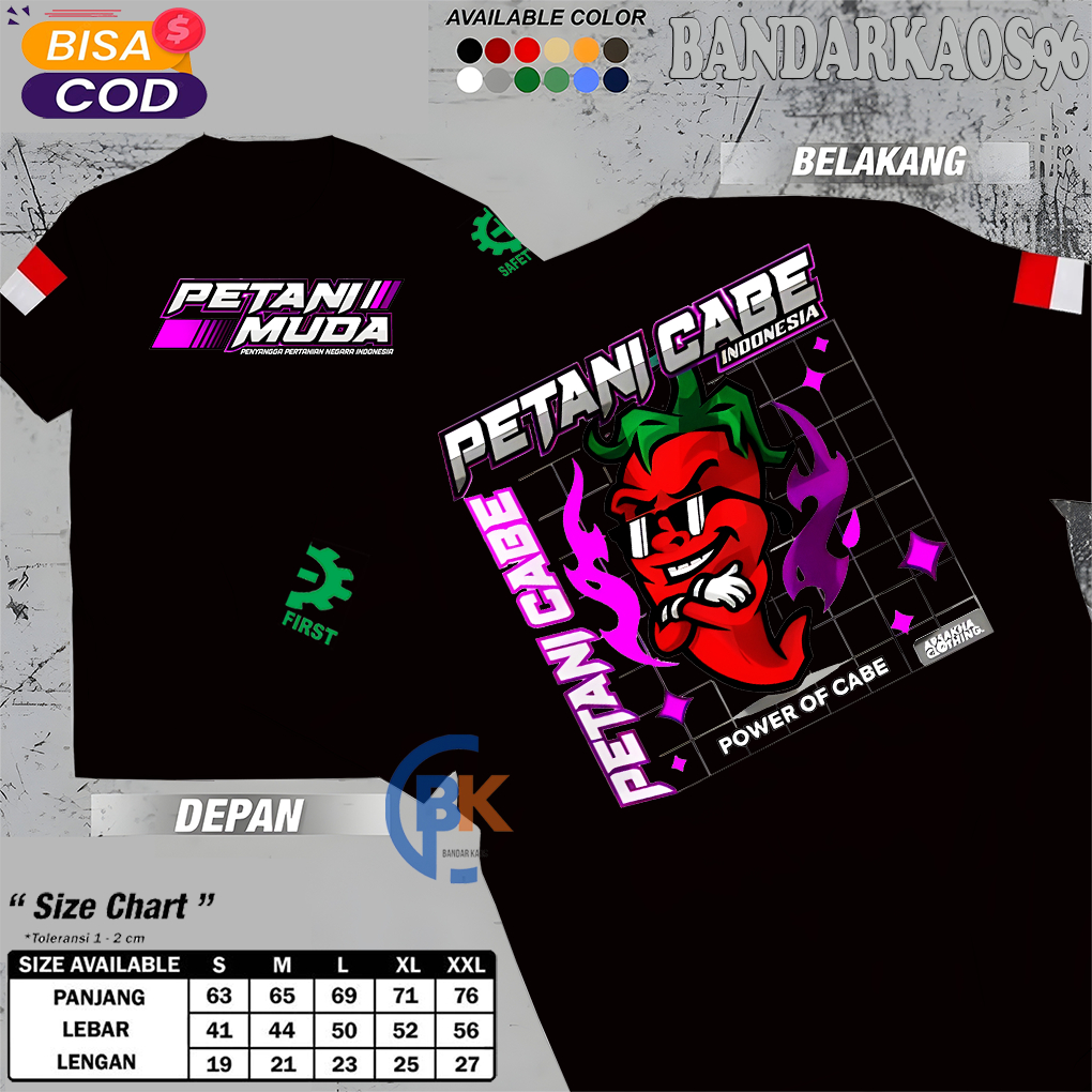 BandarKaos96 Kaos Petani muda Cabe Power Of Cabe Streetwear Baju Distro - bisa COD