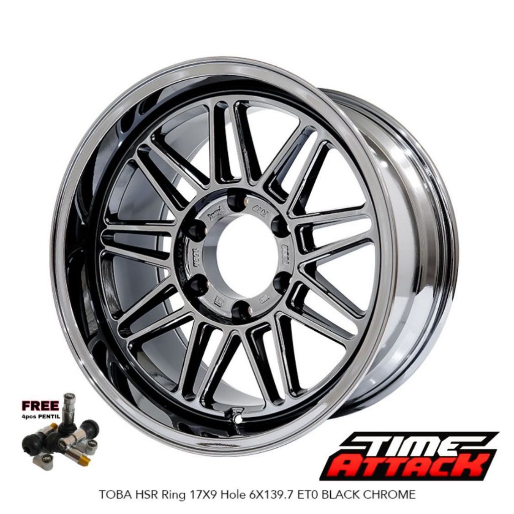 Velg Mobil Fortuner Ring 17 HSR WHEEL Tipe Toba Velg Hsr R17 Black Chrome