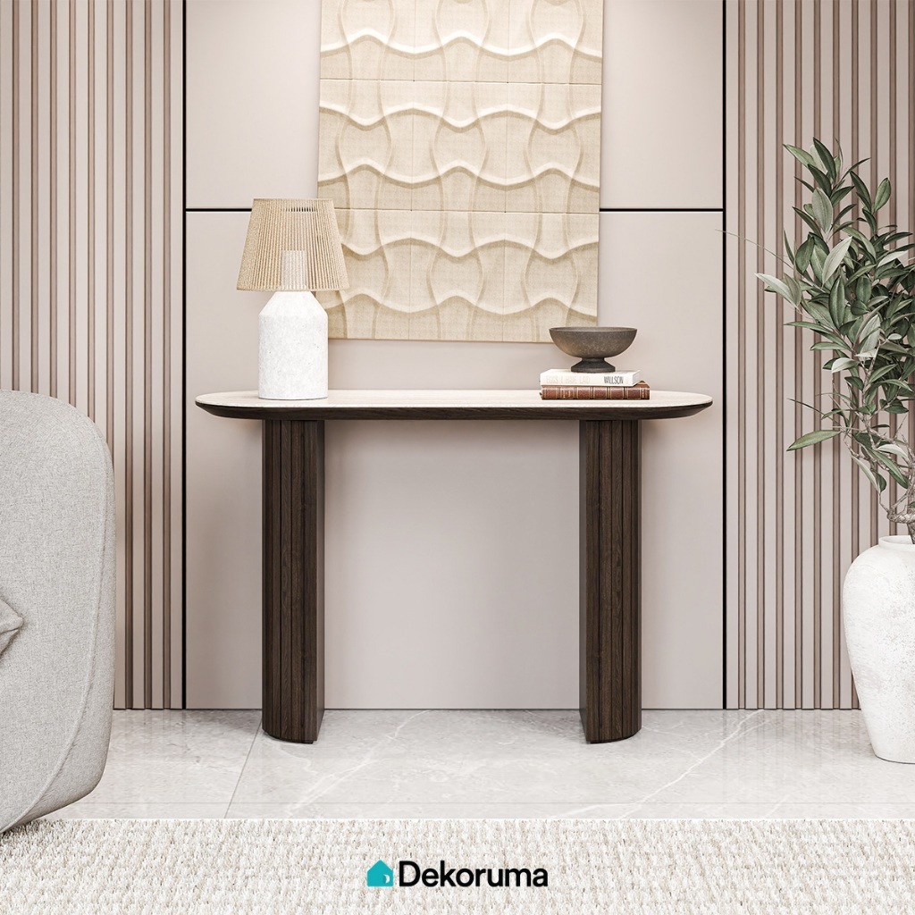 Dekoruma Tenzo BRUNO Console Table Walnut with Ceramic Marble Top