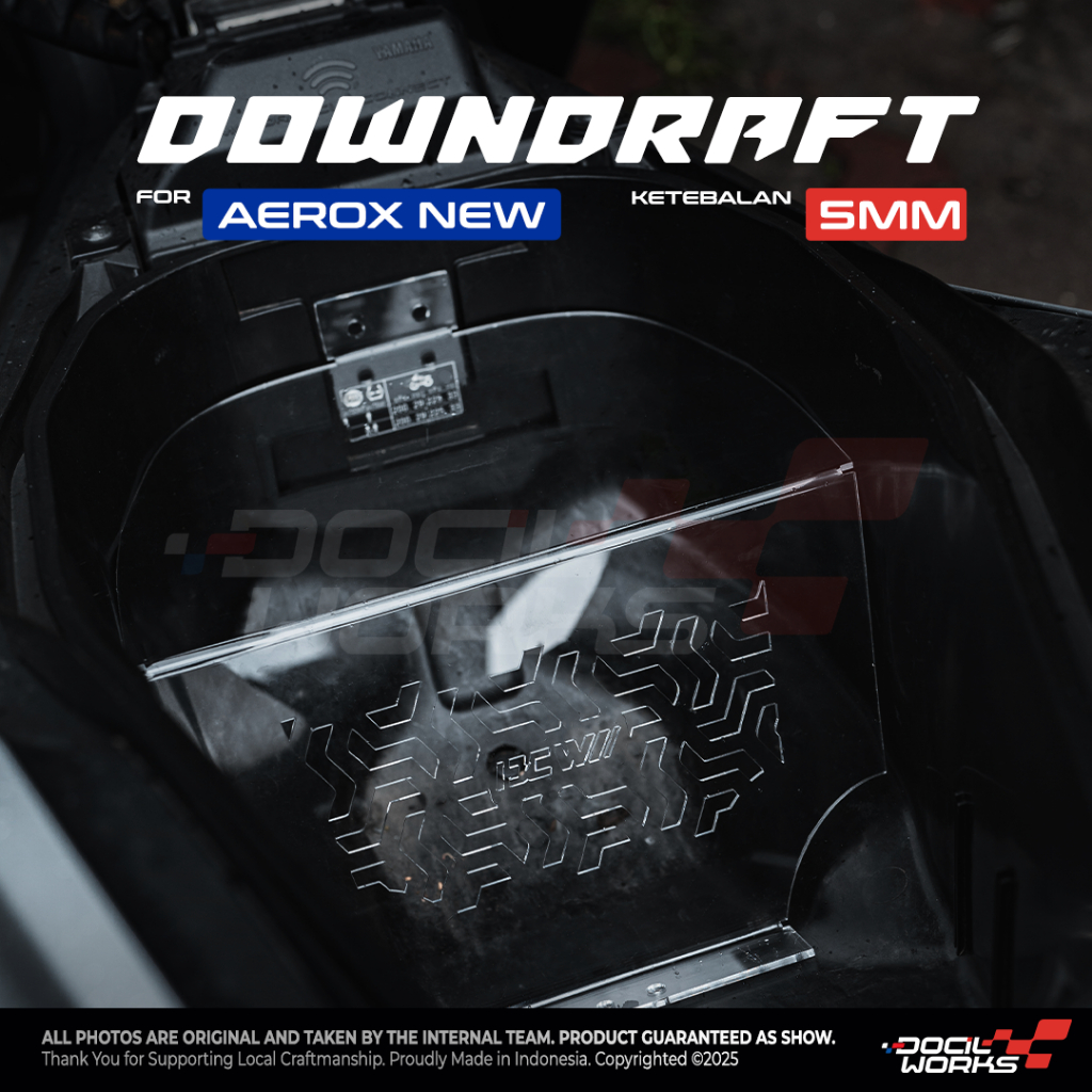 Docilworks - Sekat bagasi downdraft akrilik Cover Downdraft AEROX New
