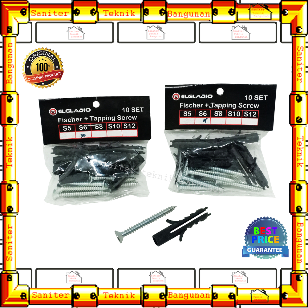 Fisher Skrup Set 10 Pcs S6 Elgladio / Fiser + Sekrup Set / Viser / Spiser Set Baut