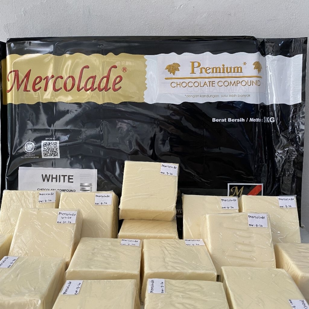 Mercolade premium WHITE potongan kecil -+250 gram chocolate compound | cokelat putih | mercolade whi