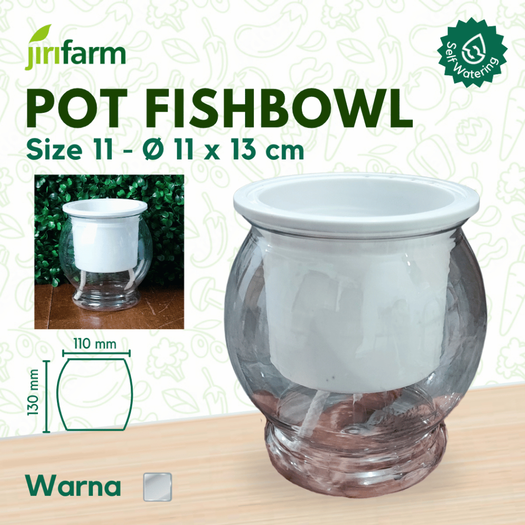 Pot Bunga Transparan Self Watering Ukuran 11, Pot Tanaman Hias Otomatis dengan Indikator Air