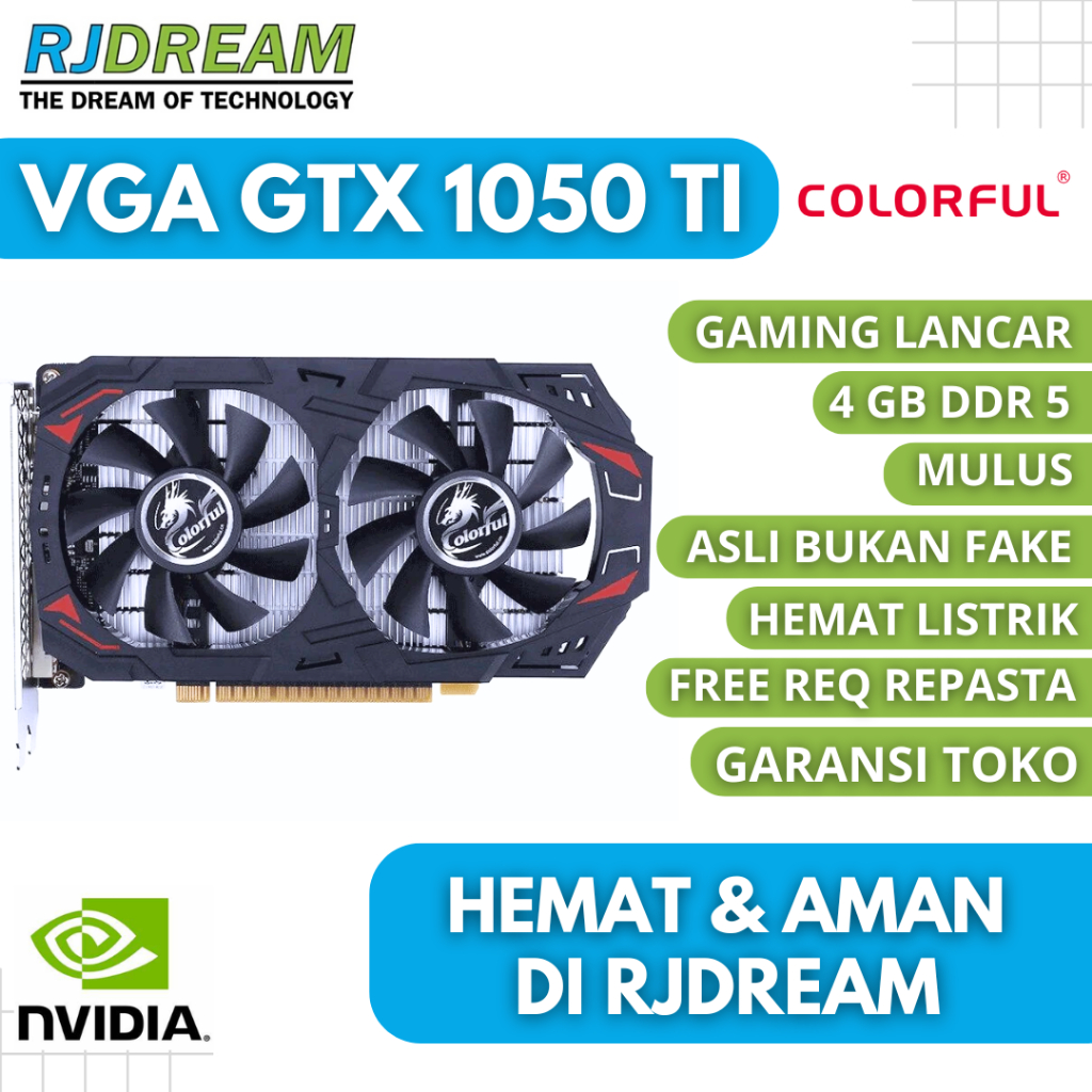 VGA GTX 1050 TI 4GB DDR5 NVIDIA BEKAS / SECOND GAMING