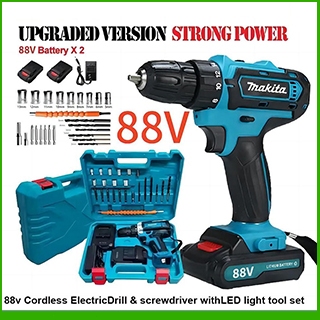 MAKITA 88vf Mesin bor 2baterai cas10mm bor listrik murah bor tangan bateraibesi tembok Beton kayu - 