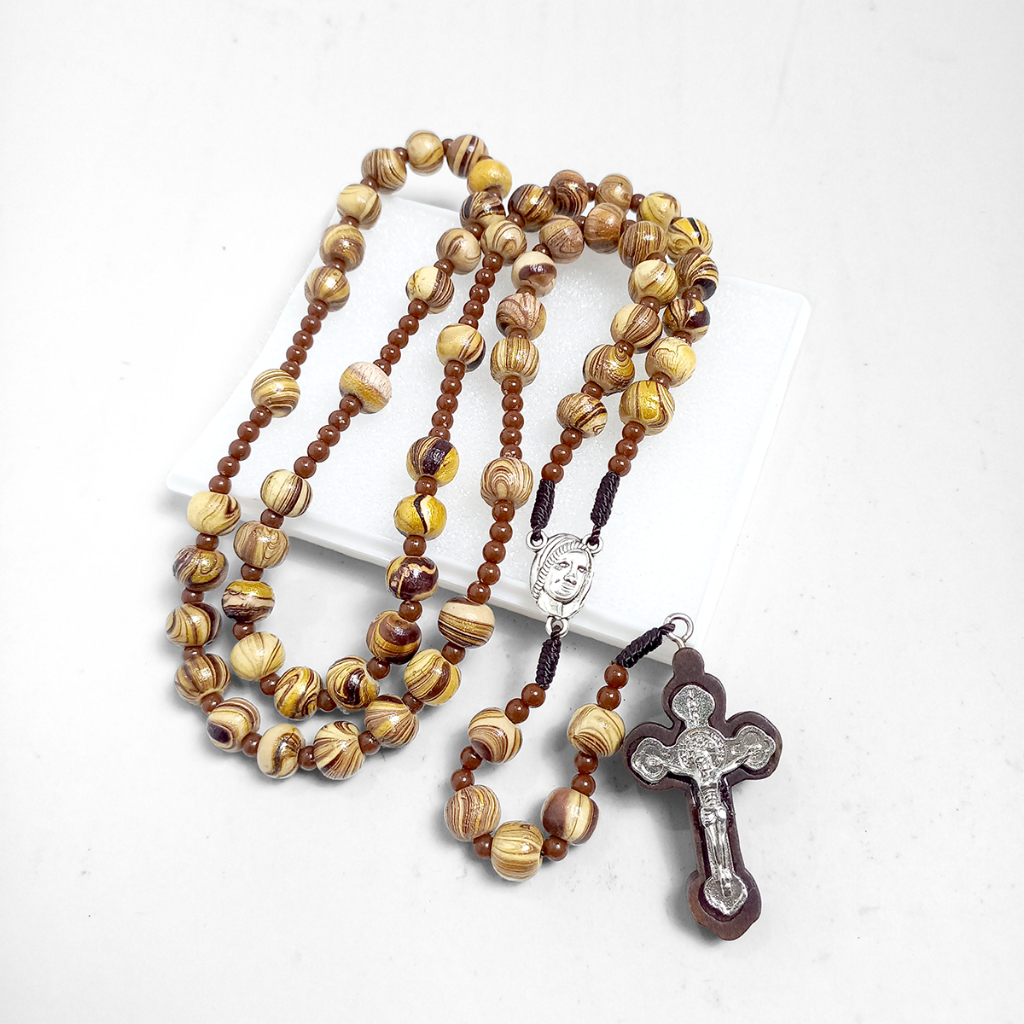 Rosario Eksklusif Kayu Kopi Cappucino ORIGINAL / Rosario Katolik / Kontas Rosario / Kalung Rosari