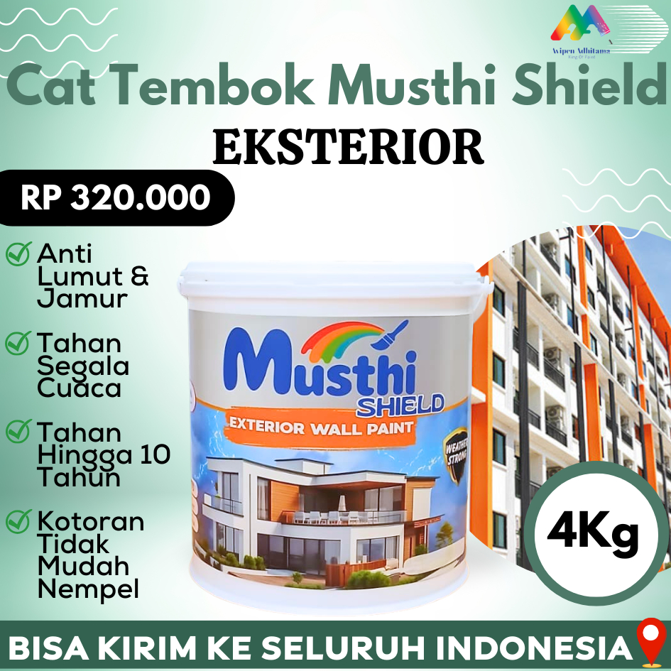 Cat Tembok Luar Rumah Eksterior Musthi Shield 4 Kg Anti Jamur Anti Lembab Tahan Cuaca Kualitas Premi