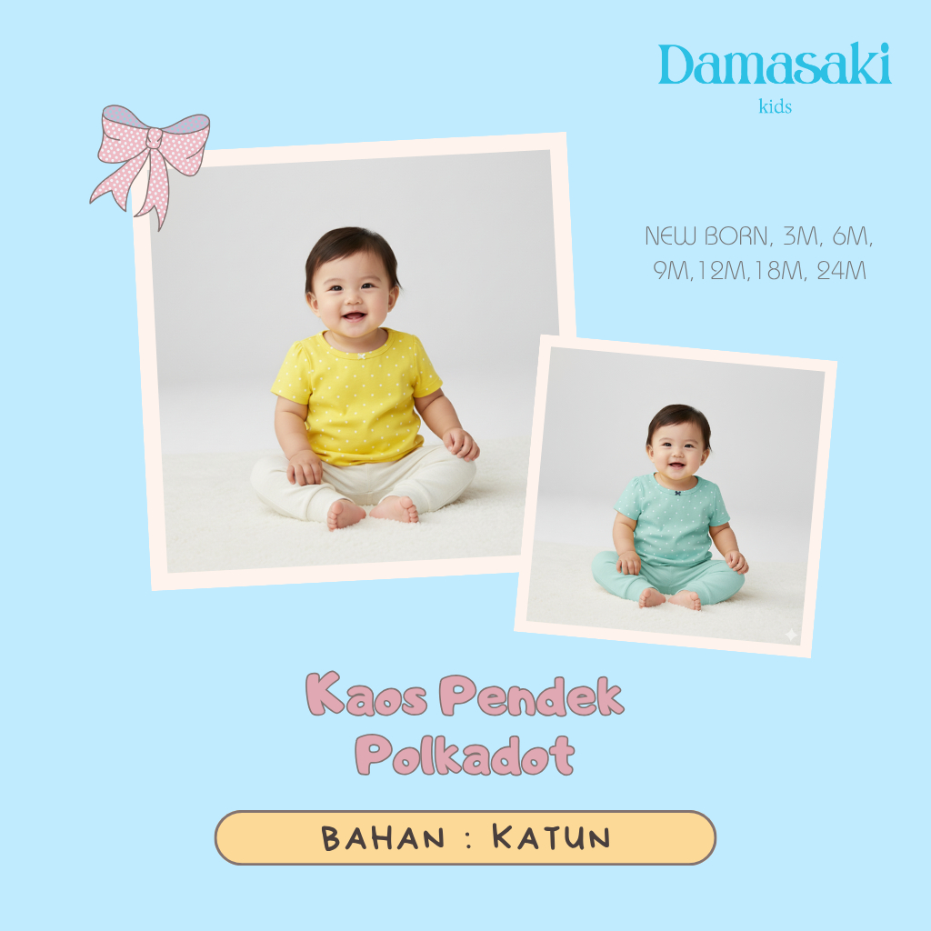 Damasaki NB - 24M Perempuan Girl Kaos Polkadot Baby Shirt Bayi Original