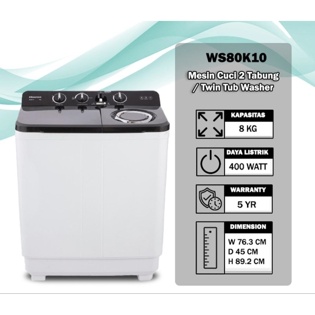 MESIN CUCI HISENSE 8KG WS 80K10