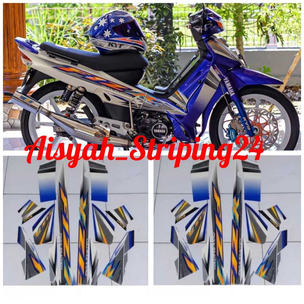 Stiker Striping Lis Les Body Motor Yamaha FizR 2004 Putih Biru