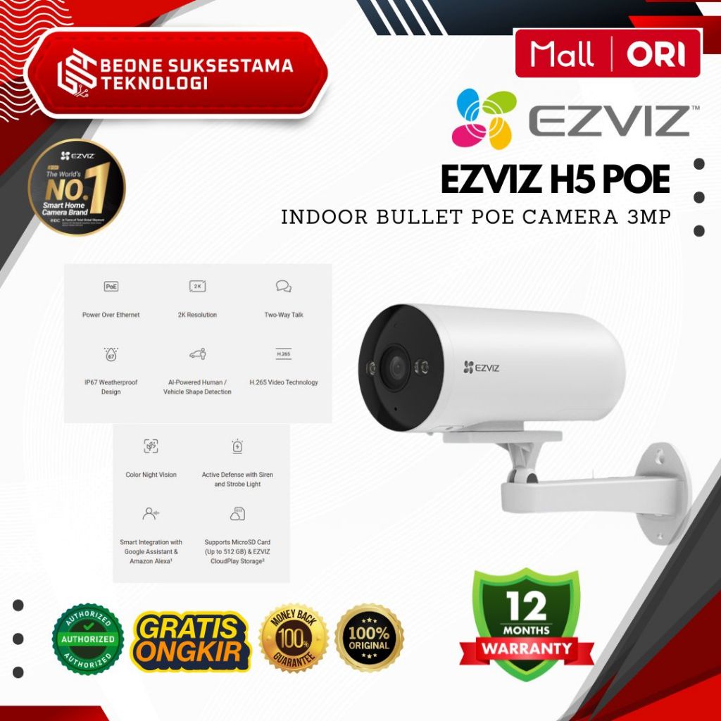 EZVIZ H5 POE 3MP Smart Poe Security Camera