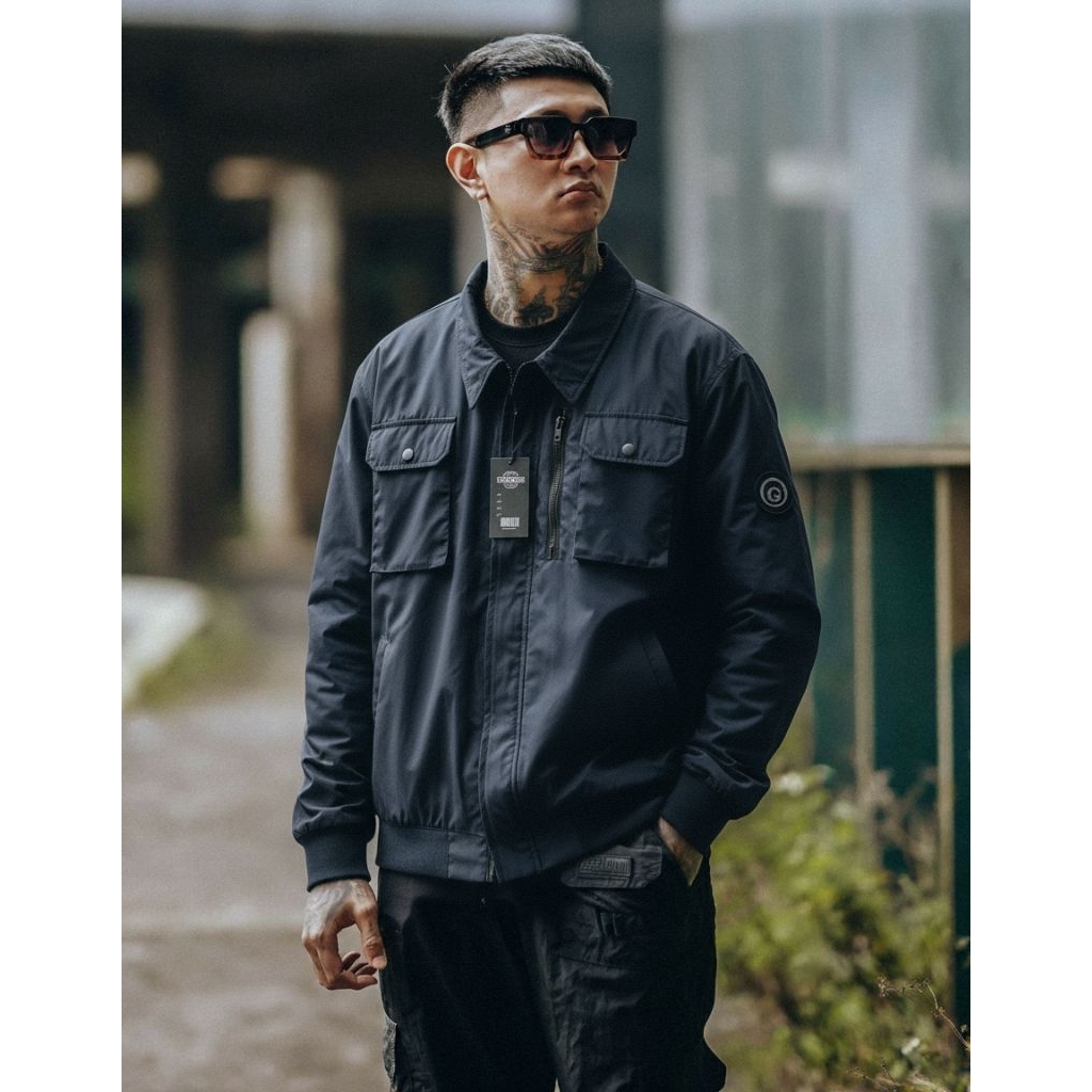 GNUS Overshirt Jacket-Jaket Pria Kerah Kemeja-Casual Outfit-Anti Angin,Banyak Saku,Crinkle