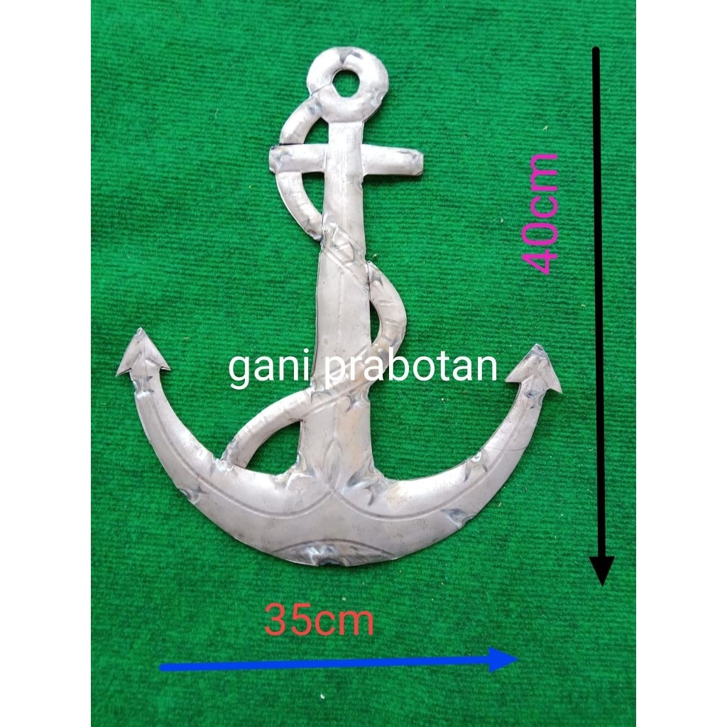 ornamen aksesoris pagar besi tempa klasik minimalis motif jangkar dua sisi muka bolak-balik plat bes
