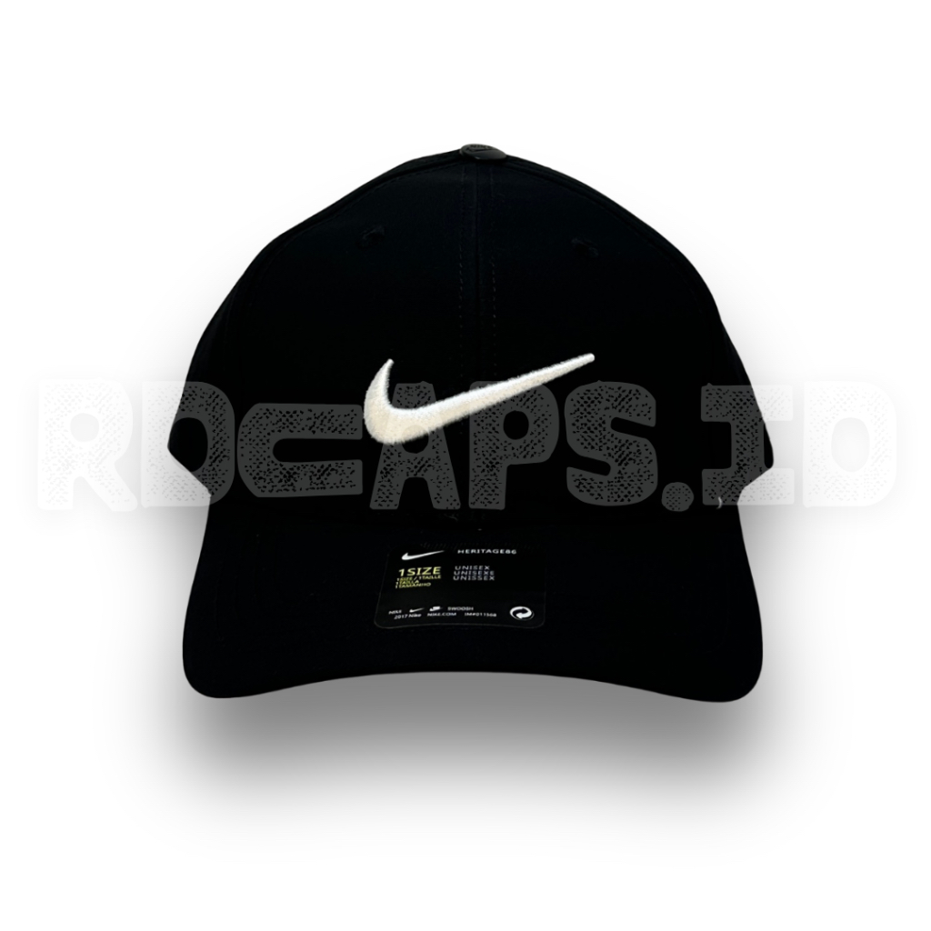 Topi Baseball Bordir Nike Hitam Bordir Putih - Baseball Cap