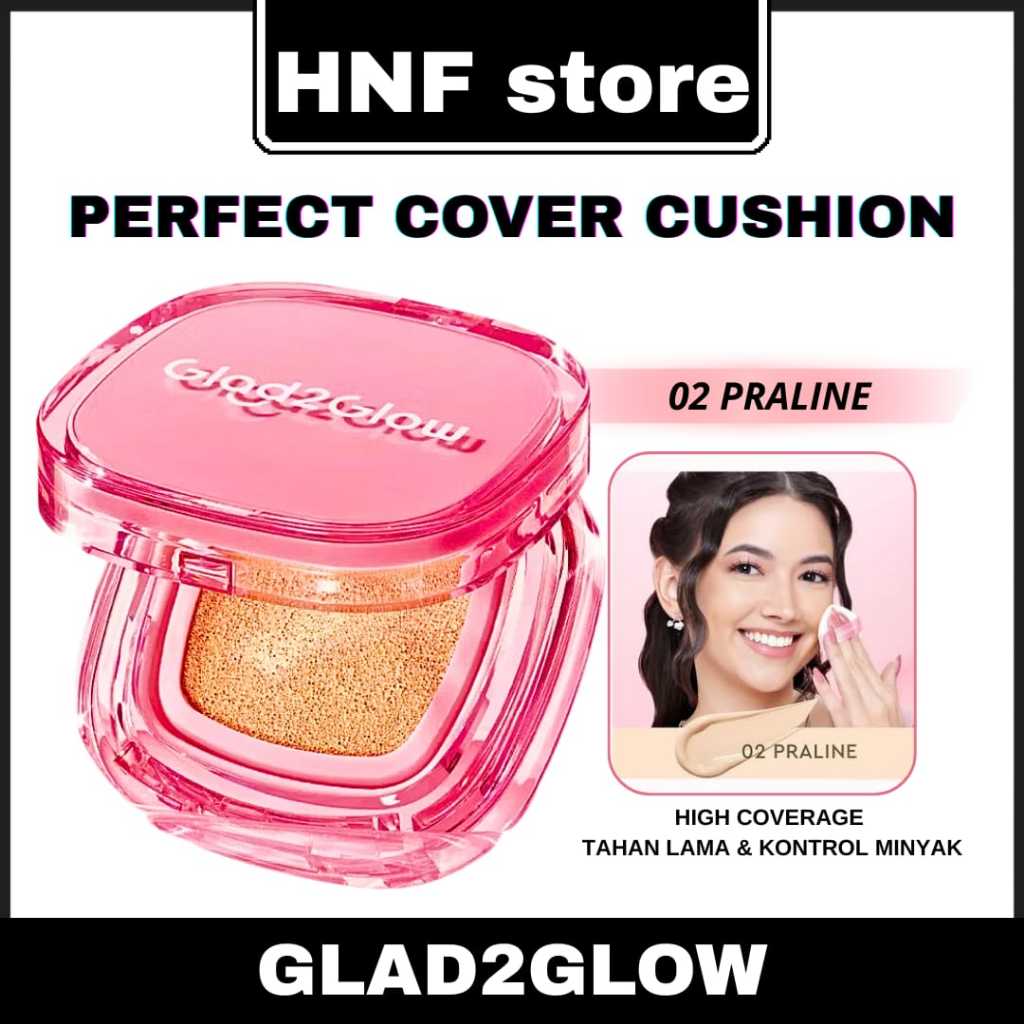 GLAD2GLOW PERFECT COVER CUSHION 02 PRALINE | Cushion G2g Shade 02 PRALINE