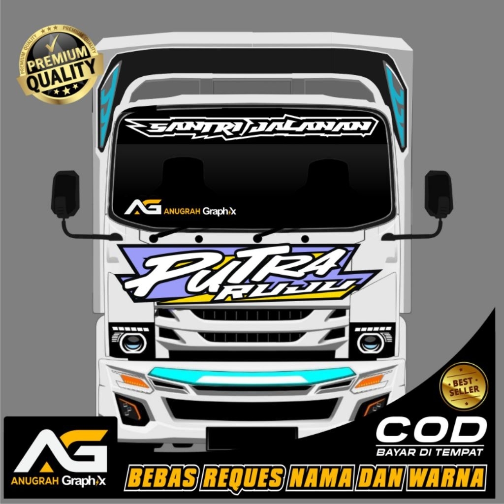 CUSTOM STIKER KABIN TRUK CANTER ISUZU ELF FUSO STIKER KACA TRUK ( TERLARIS )