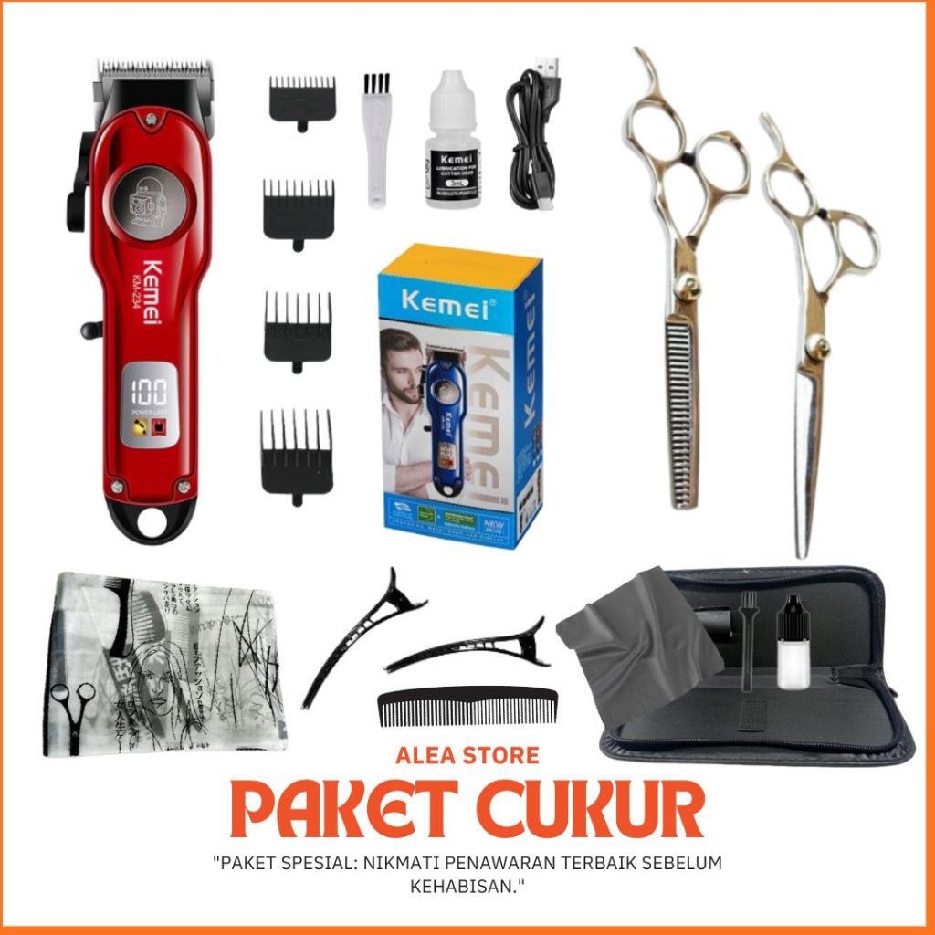 PROMO Kemei Full Set Mesin pangkas Rambut Alat Cukur Rambut Listrik Mesin Potong Rambut Mesin Cukur 
