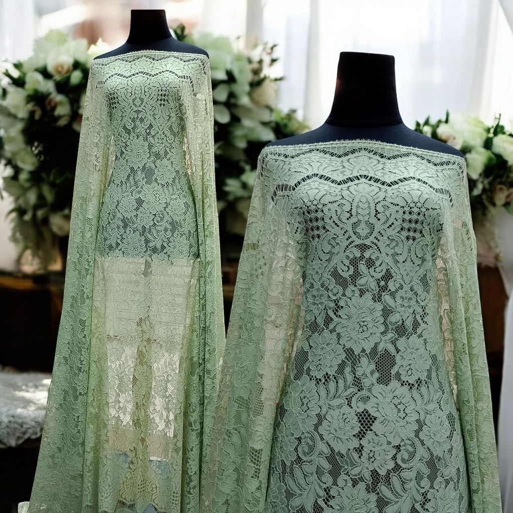 KAIN BROKAT SEMIPRANCIS KATUN LEMBUT CORNELI SAGE GREEN