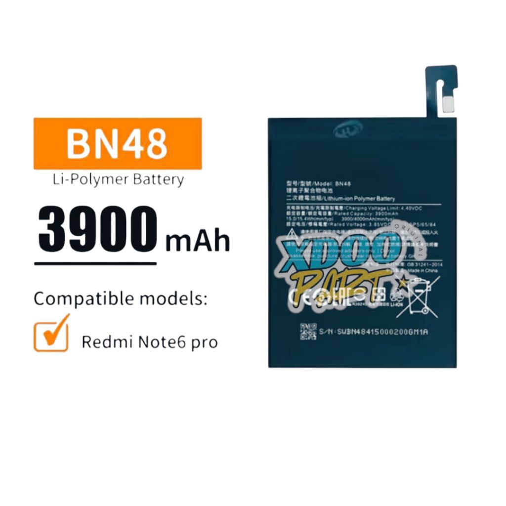 Batrai Baterai Battery Batrek Batre Bn48 Batrai Xiaomi Redmi Note 6 Pro BN48