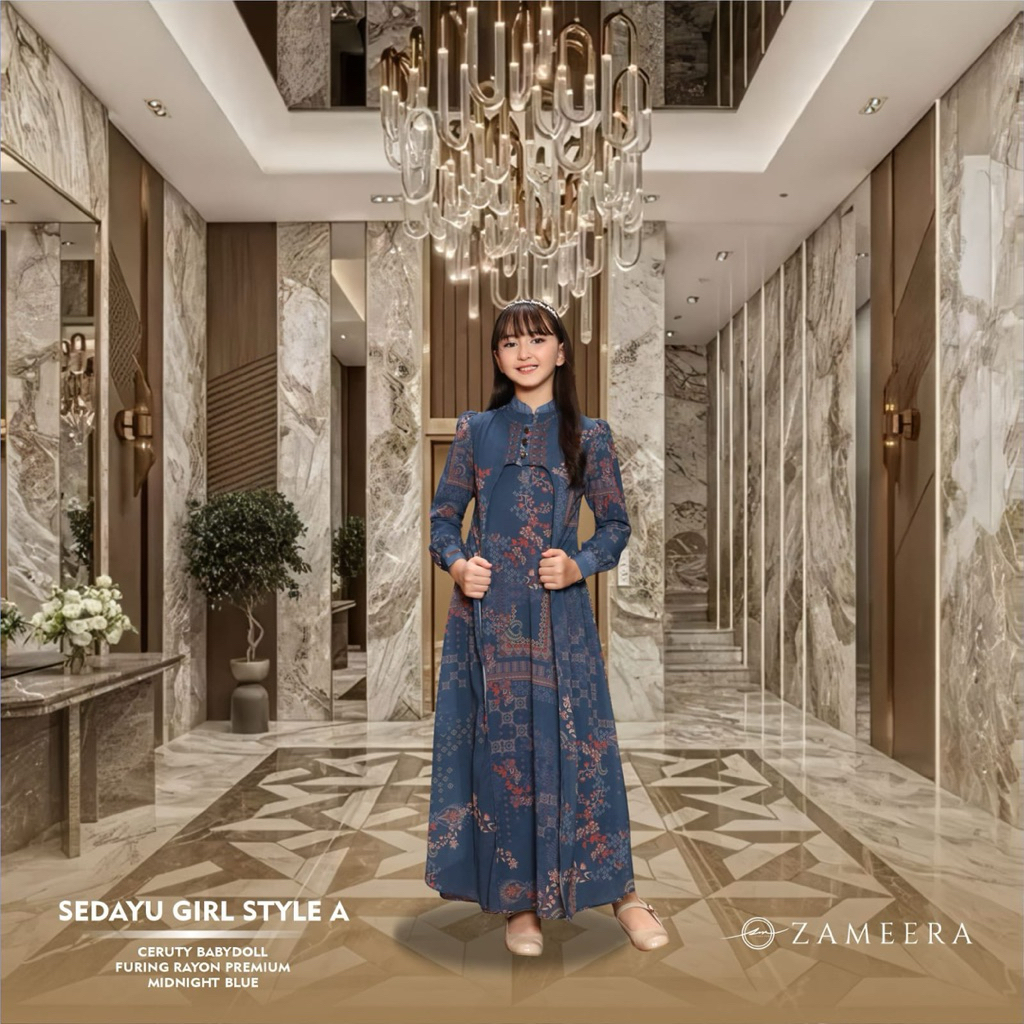 SEDAYU GAMIS ANAK DRESS A BY ZAMEERA (FREE SCARF)