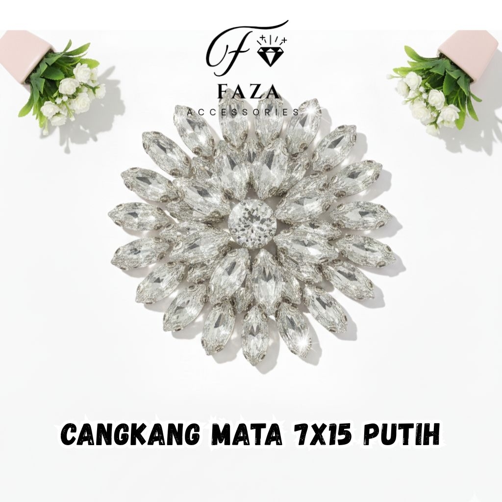 [25 Pcs] Diamond Cangkang Mata 7x15 Putih / Payet Cangkang / Payetm Mata / Diamond mata / Mata Cangk