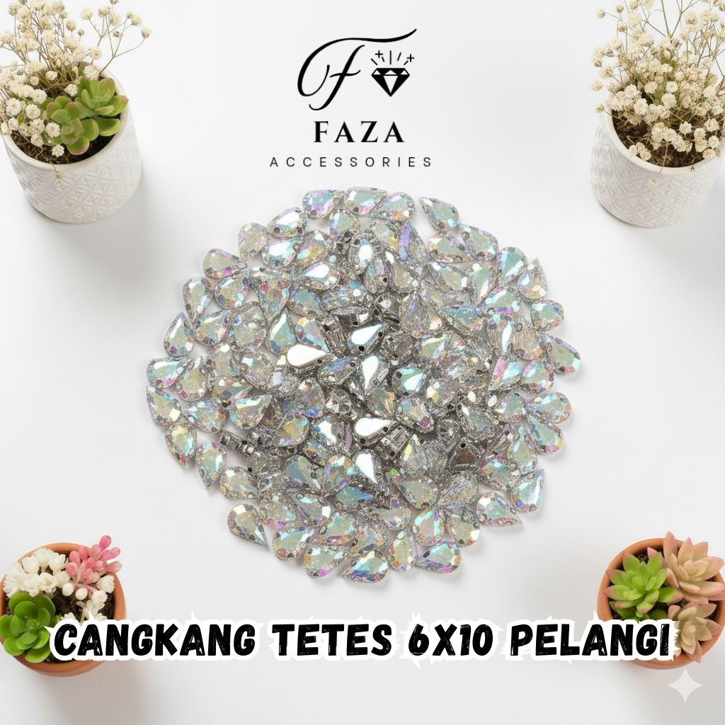 [25 Pcs] Cangkang Tetes 6x10 Pelangi / Diamond Cangkang / Payet Cangkang / Mute Cangkang / Diamond t