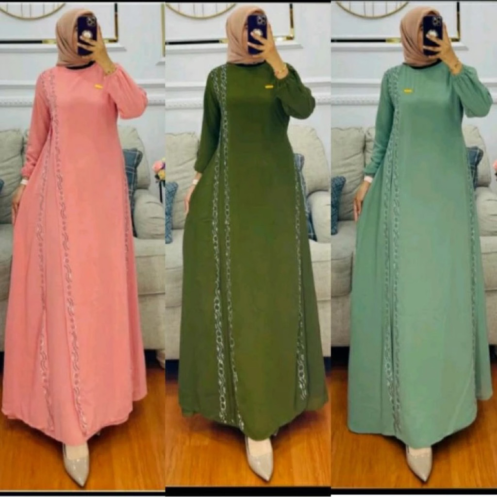 Gamis ceruty Payet samping gamis dewasa terbaru premium by : yulia hd