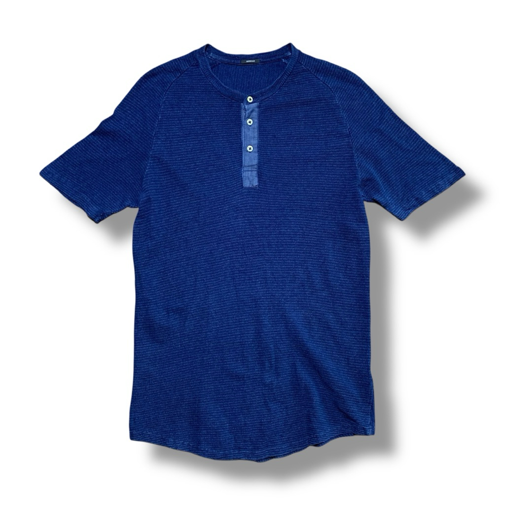 Denham Blue Indigo Half Button Shirt