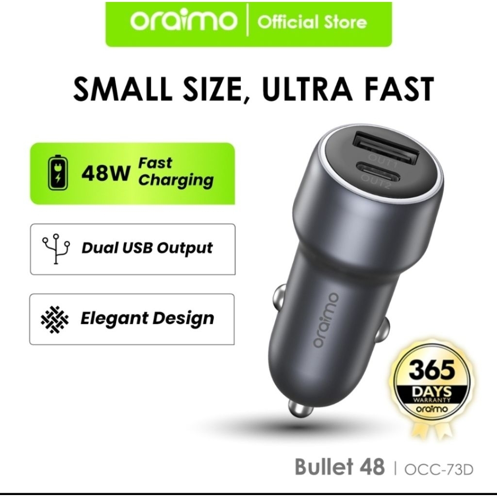 CAR CHARGER OCC-73D 48 WATT BULLET 48