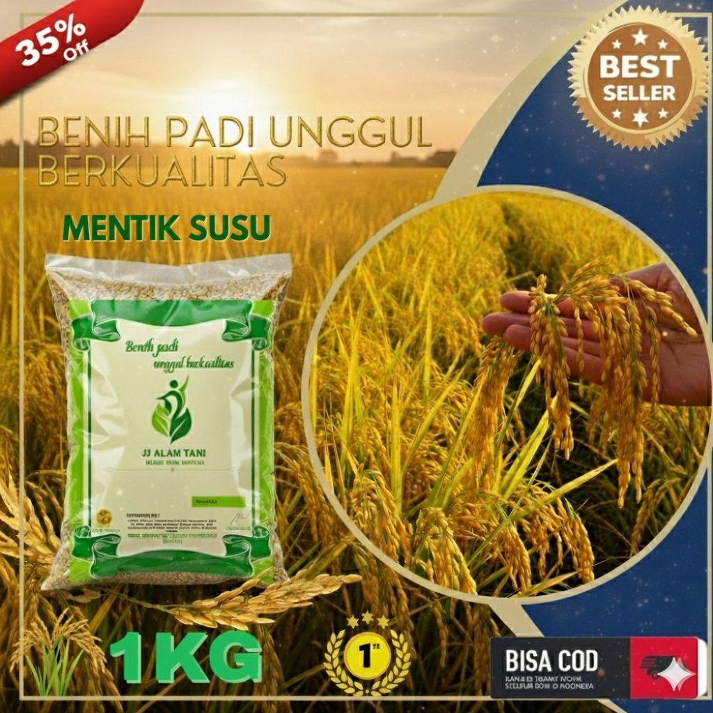 BENIH PADI UNGGUL BERKUALITAS BIBIT PADI MENTIK SUSU KEMASAN 1KG