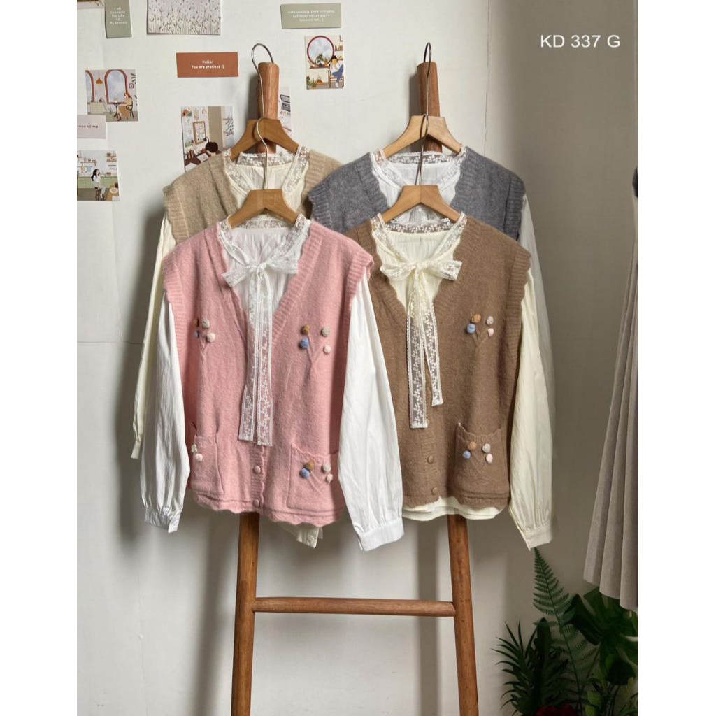 Vest Rajut Korea Wanita Set Inner Lace Pita KD 337 G